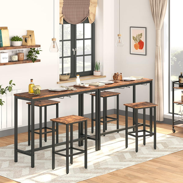 Industrial Bar Table Set with 2 Stools
