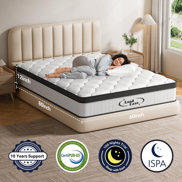 Queen Hybrid Mattress 12 Inch – Memory Foam & Pocket Springs