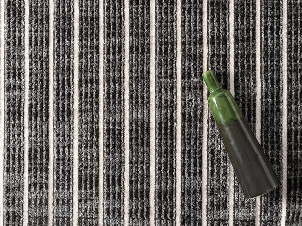 Striped Area Rug – Grey & Black
