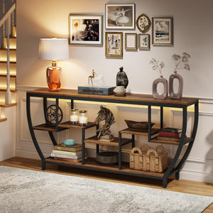 70.9" Industrial Sofa Console Table with 7 Shelves