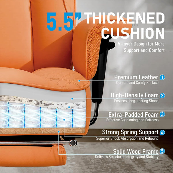 Big and Tall Ergonomic Reclining Office Chair with Footrest