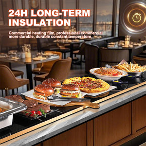 Extra Large Electric Food Warming Tray with Tempered Glass Surface