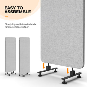 Freestanding Room Divider Screen with Wheels – Tackable Polyester Panels