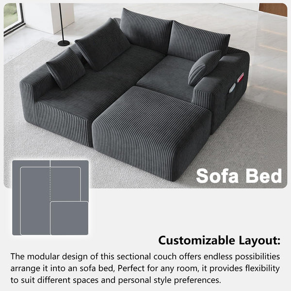 108" Modular L-Shaped Cloud Sectional Sofa with Deep Seat & Chaise