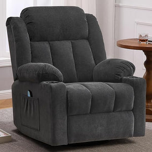 Overstuffed Rocker Swivel Recliner Chair with Massage & Heat