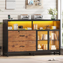 59" File Cabinet with 2 Drawers, Lock & Power Outlets