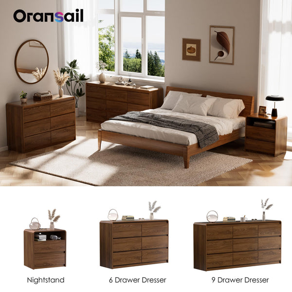 6-Drawer Dresser – Mid-Century Modern Walnut
