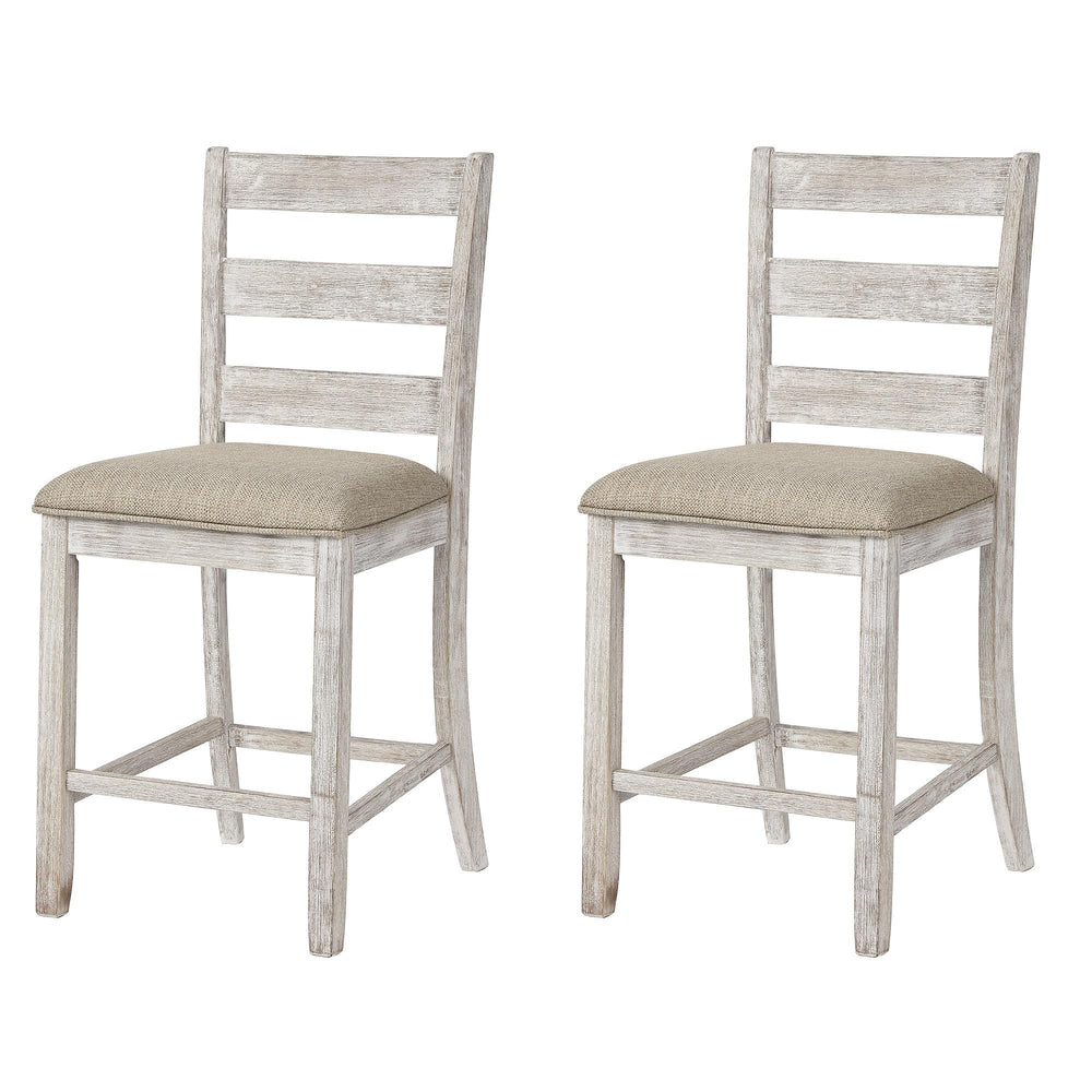 Counter Height Ladderback Bar Stools Set of 2 – Upholstered Seat, Solid Wood