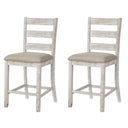 Counter Height Ladderback Bar Stools Set of 2 – Upholstered Seat, Solid Wood