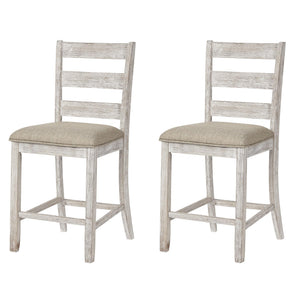 Counter Height Ladderback Bar Stools Set of 2 – Upholstered Seat, Solid Wood