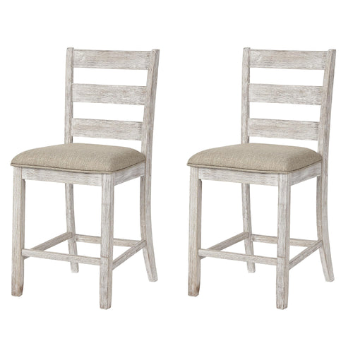 Counter Height Ladderback Bar Stools Set of 2 – Upholstered Seat, Solid Wood