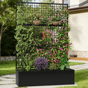 Metal Raised Garden Bed with Trellis & Privacy Screen – Outdoor Planter Box