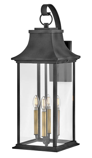 Four-Light Outdoor Wall Mount Lantern – Aluminum & Clear Glass