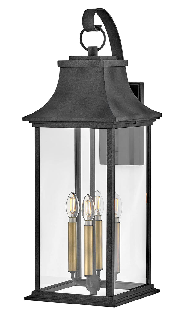 Four-Light Outdoor Wall Mount Lantern – Aluminum & Clear Glass