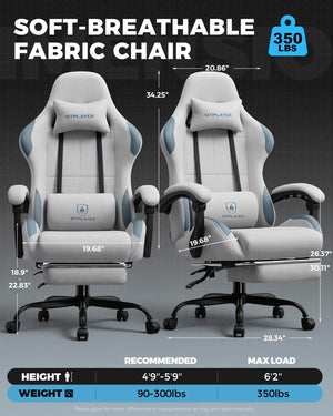 Fabric Gaming Chair with Pocket Spring Cushion