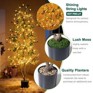 Artificial Olive Tree with Lights, Moss & Planter