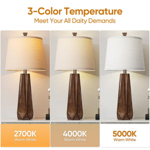 Modern Resin Table Lamps Set of 2 - 3 Color Temperature, Linen Shade, 27"