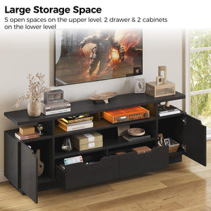 TV Stand for 85 Inch TVs with Power Outlet & LED Lights