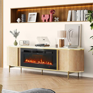 70" Fluted TV Stand with Electric Fireplace