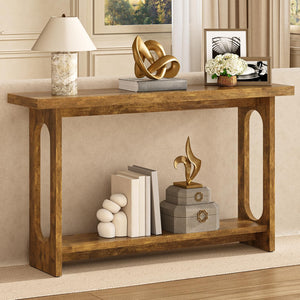 55" Farmhouse Console Table with Open Shelf