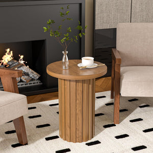 Round Fluted Pedestal End Table