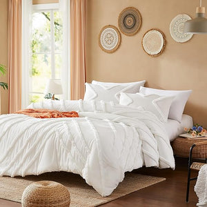 Boho Tufted Comforter Set with Pom-Pom Trim | Queen & King