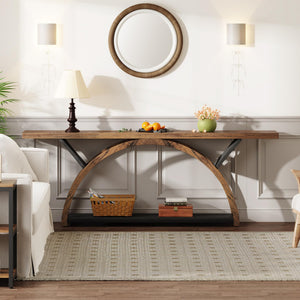70.87" 2-Tier Console Table with Half Moon Frame