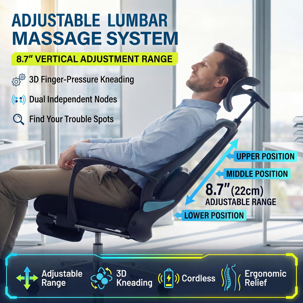 Ergonomic Office Chair with Footrest & Lumbar Massager