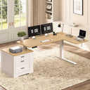 L-Shaped Electric Standing Desk with Drawers & Power Outlet