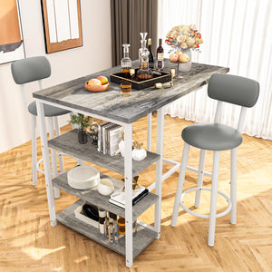 Counter Height Bar Table Set with Storage & Stools