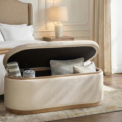 Modern Chenille Upholstered Storage Bench