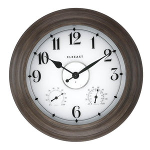 24-Inch Outdoor Wall Clock with Thermometer, Hygrometer & Smart Night Light