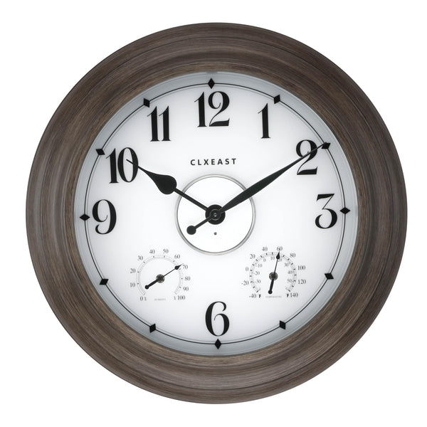 24-Inch Outdoor Wall Clock with Thermometer, Hygrometer & Smart Night Light