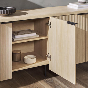 Fluted 4-Door Sideboard Buffet Console, 69 Inch