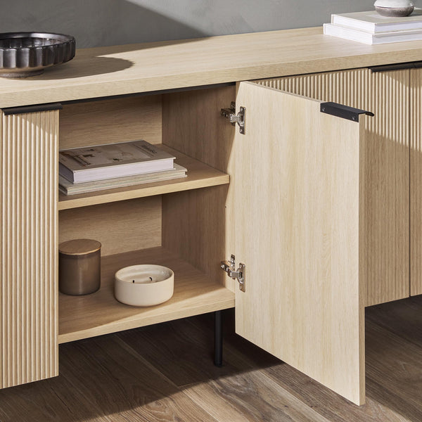 Fluted 4-Door Sideboard Buffet Console, 69 Inch