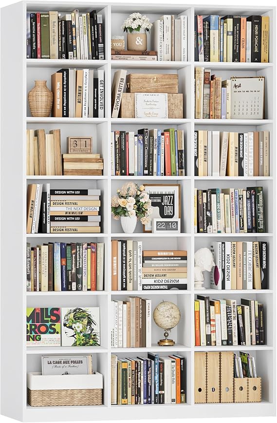 86" Tall 21-Cube Bookshelf – 7-Tier Open Storage Bookcase