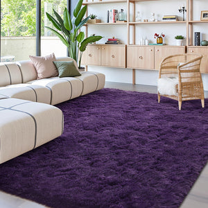 6x9 Fluffy Purple Shaggy Area Rug – Non-Slip Plush Indoor Carpet