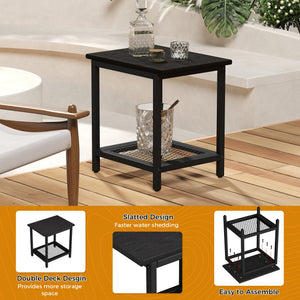 2-Tier Outdoor Side Table with Storage