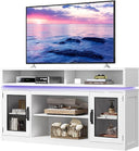 Farmhouse TV Stand with LED Lights & Storage Cabinets