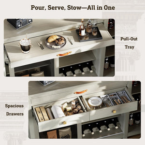 Extra Large Coffee Bar Cabinet with Fridge Space & Power Outlet