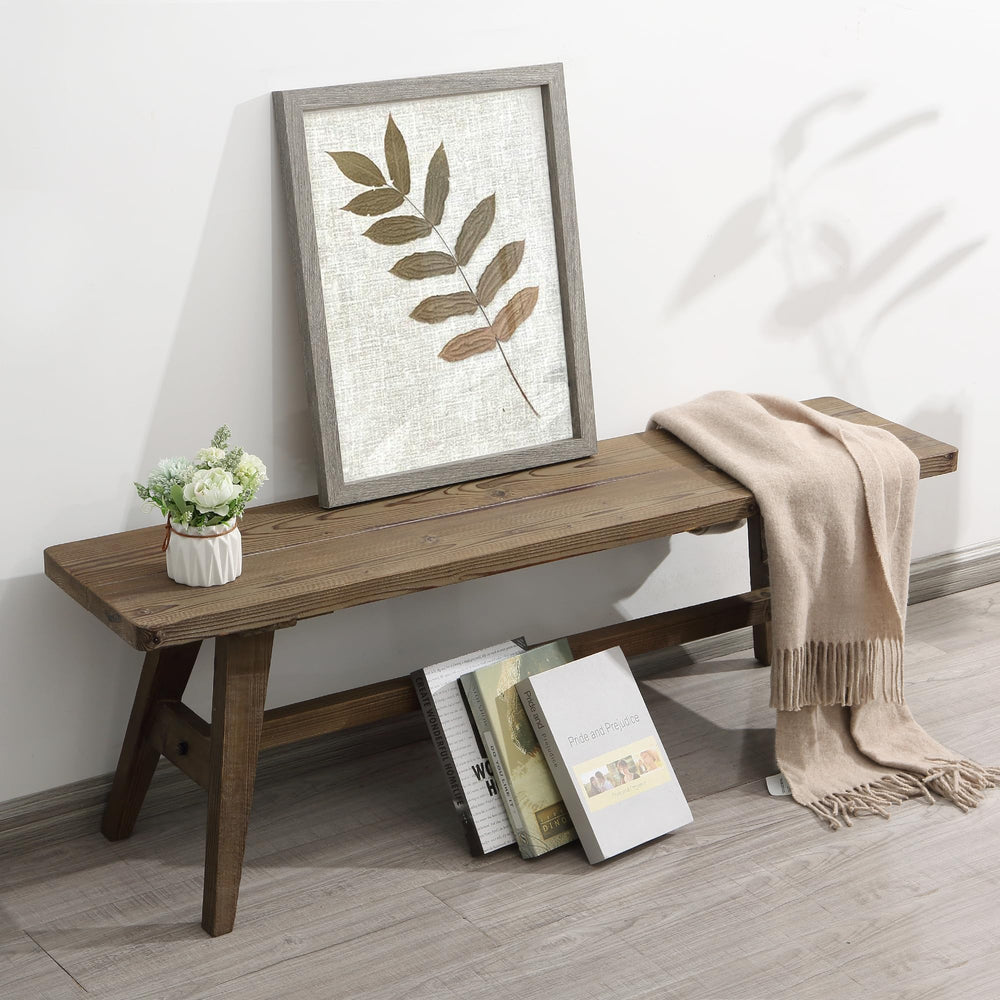 Farmhouse Wood Bench – Solid Wood Entryway & Dining Bench