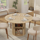47" Round Dining Table with Storage Shelf & Sliding Door