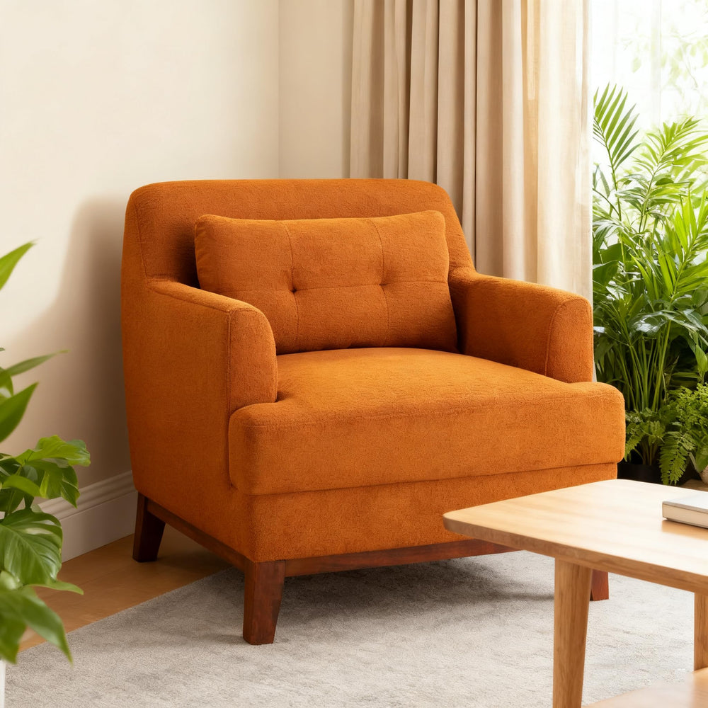 Oversized Accent Chair – Terry Fabric, Mid-Century Modern Reading Chair