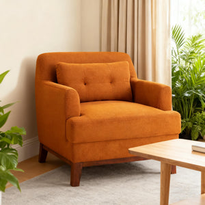 Oversized Accent Chair – Terry Fabric, Mid-Century Modern Reading Chair