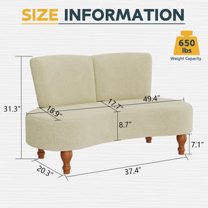 49" Curved Loveseat Sofa with Wooden Legs