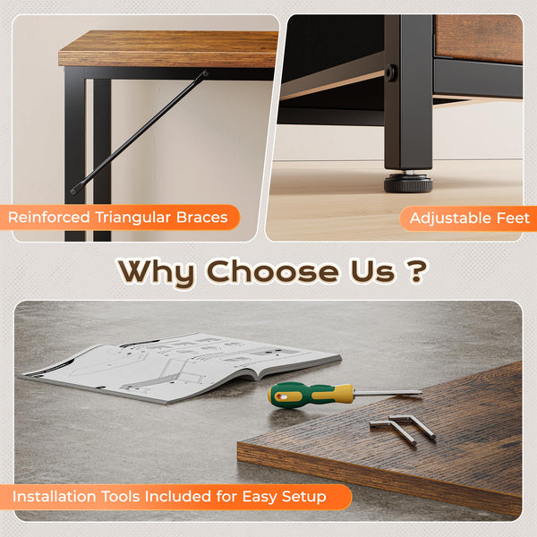 L-Shaped Desk with Power Outlets, USB-C & Storage Drawers