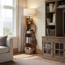 4-Tier Wavy Corner Bookshelf, 64" Tall