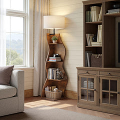 4-Tier Wavy Corner Bookshelf, 64" Tall