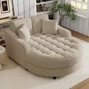 Chenille Chaise Lounge Sofa Bed with Tufted Seat & Removable Pillows