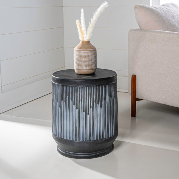 Kline Ribbed Resin Outdoor Accent Table